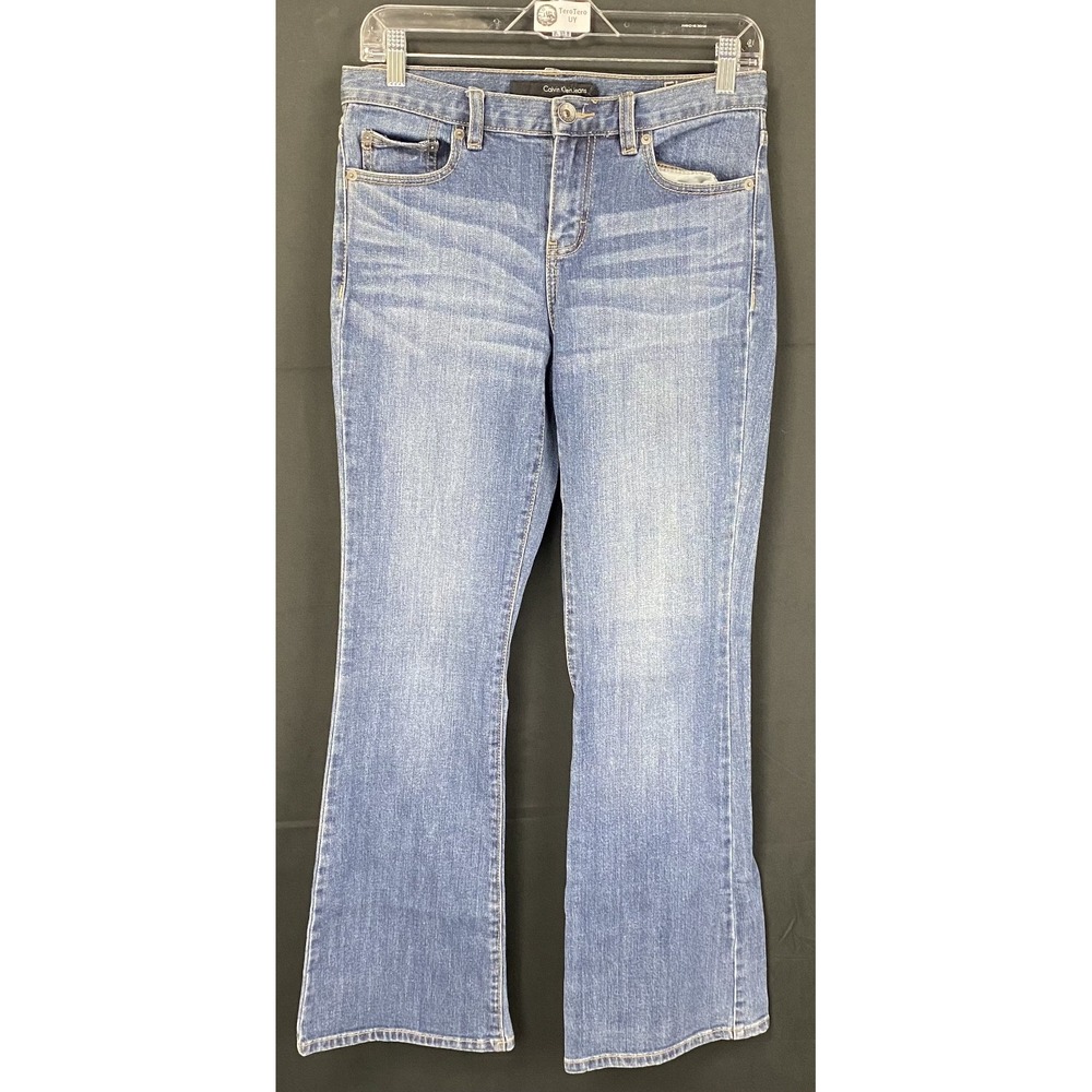 EUC Calvin Klein Jeans Women's Flare Blue Stretch Denim Low Rise Size 27/4